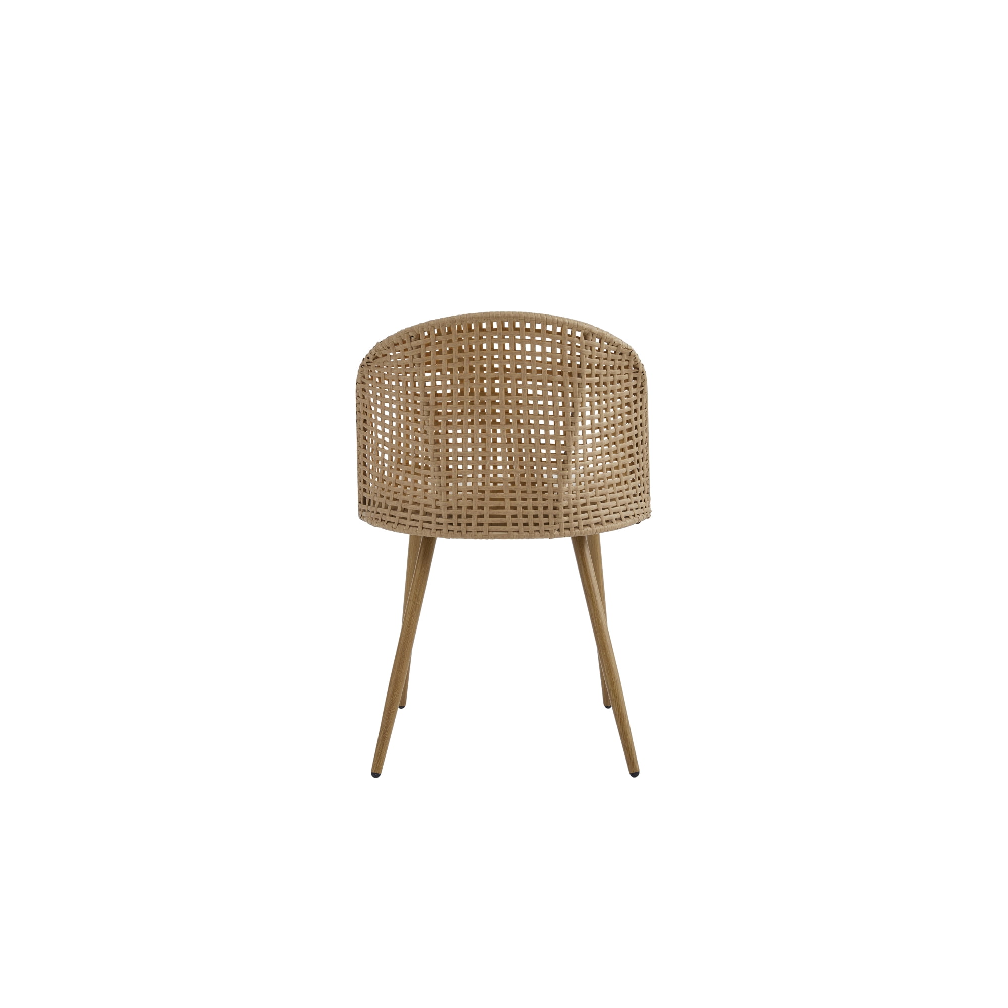 Leumius Set of 4 Wicker Dining Chairs, Farmhouse Soft Cushioned Cane Back Kitchen Chair, Sponge Cushion, Bohemian Style Dining Chair with Metal Legs for Home and Kitchen (Brown)