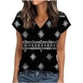 thumbnail image 2 of T-Shirt for Women V Neck Short Sleeve Fashion Graphic Print Abstract Art Style Loose Fit Breathable Summer Tops Casual Streetwear Apparel, 2 of 6