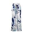 thumbnail image 5 of Domzest Womens Halloween Pajama Pants Halloween Graphic Wide Leg Pj Bottoms Drawstring Elastic Waisted Funny Sleepwear Dark Blue XXL, 5 of 6
