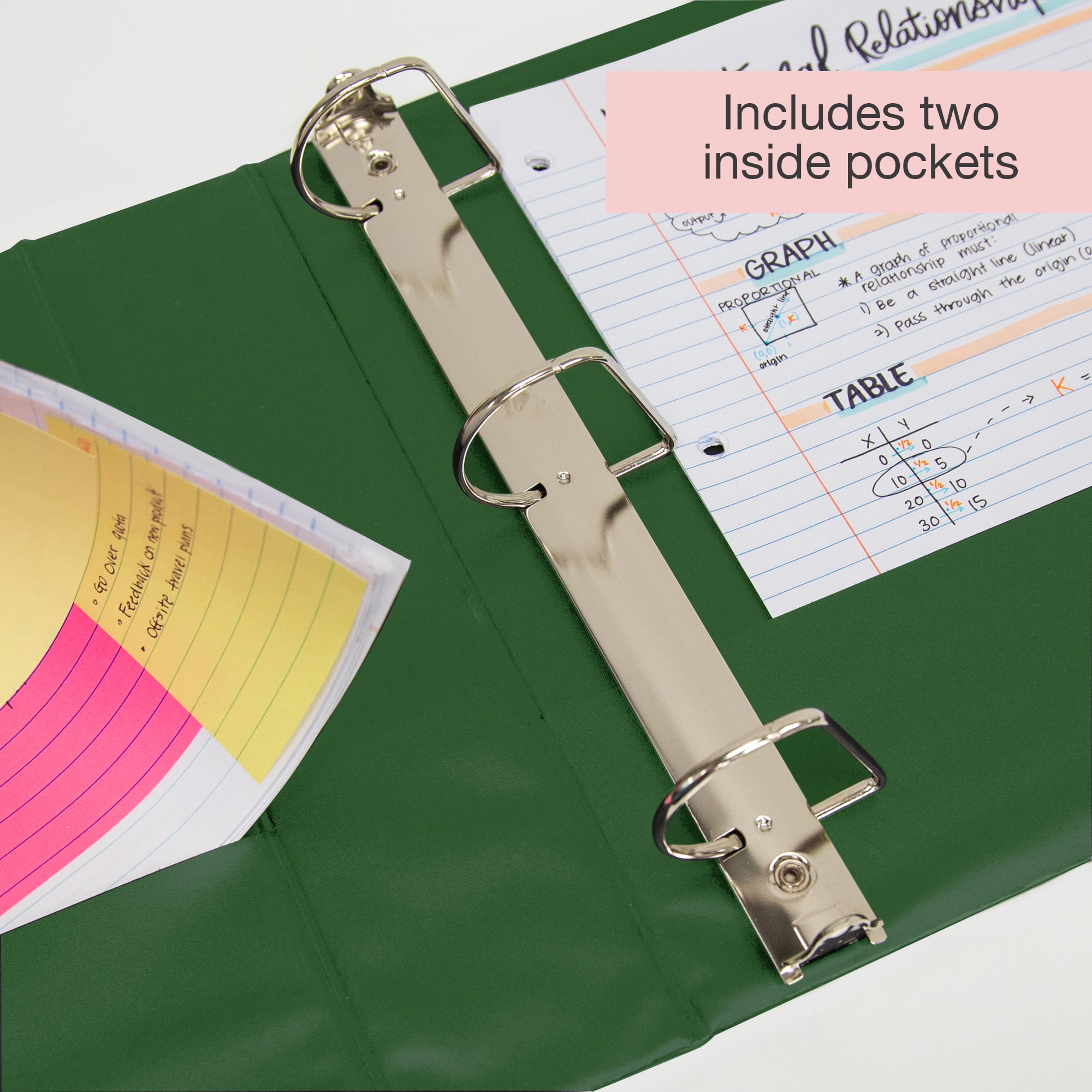 BAZIC 3 Ring Binder 2" View Binders Slant D Ring Green, Hold 500 Sheets, 2-Count