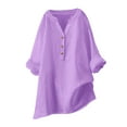 thumbnail image 3 of Sudadera con capucha para mujer,Camisa de mujer con cuello en V y botones, blusa informal de manga larga, tela suave, ideal para uso diario en primavera y verano, sopatenor, 3 of 9