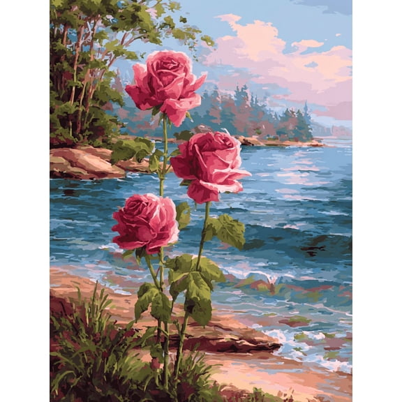 UXIEQU Vintage Rose Landscape Canvas Wall Art Print 15.75x11.81 Inches
