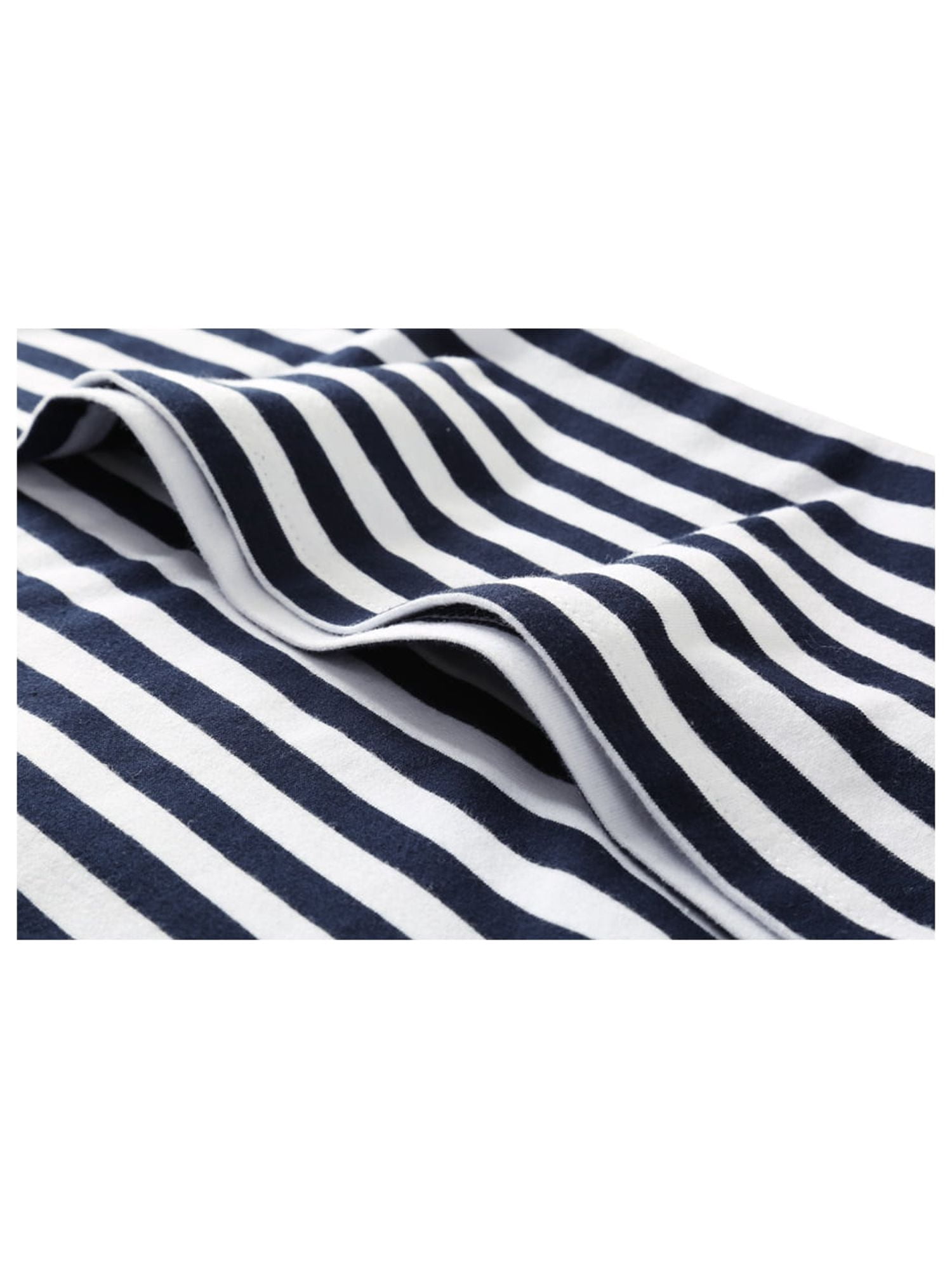 Unique Bargains Men's Long Sleeve Pullover Top Crew Neck Striped T-Shirts 42 Navy Blue