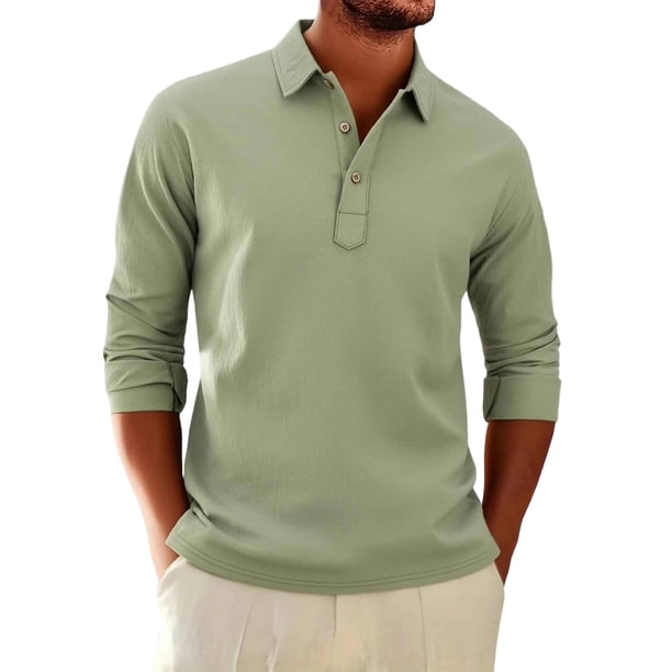 Camisas de Manga Larga Casual Color Sólido Top de Moda con Collar de Solapa