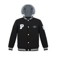thumbnail image 2 of The Polar Club Boys' Fleece Varsity Baseball Jacket with Removable Hood (Black-5), 2 of 5