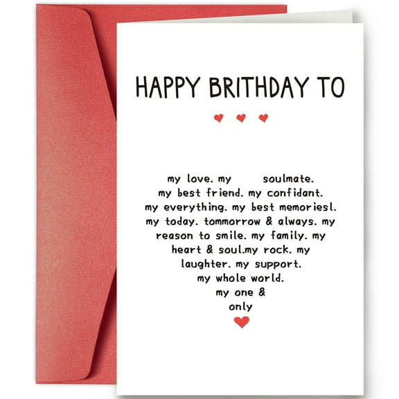 Happy Birthday Card for Soulmate - Heartfelt Message for Loved Ones - Blank Inside for Personal Touch - Includes Elegant Envelope - Perfect for Partners, Friends, and Family