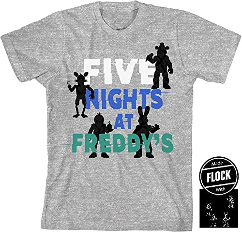 Youth Boys Five Nights At Freddy's Character Blackout Art Heather Grey Graphic Tee - XL