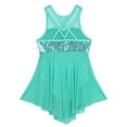 thumbnail image 4 of Venjoe Kids Girls Sequined Ballet Lyrical Dance Dress Leotard  Asymmetrical Dancewear Costume Mint Green 6, 4 of 7