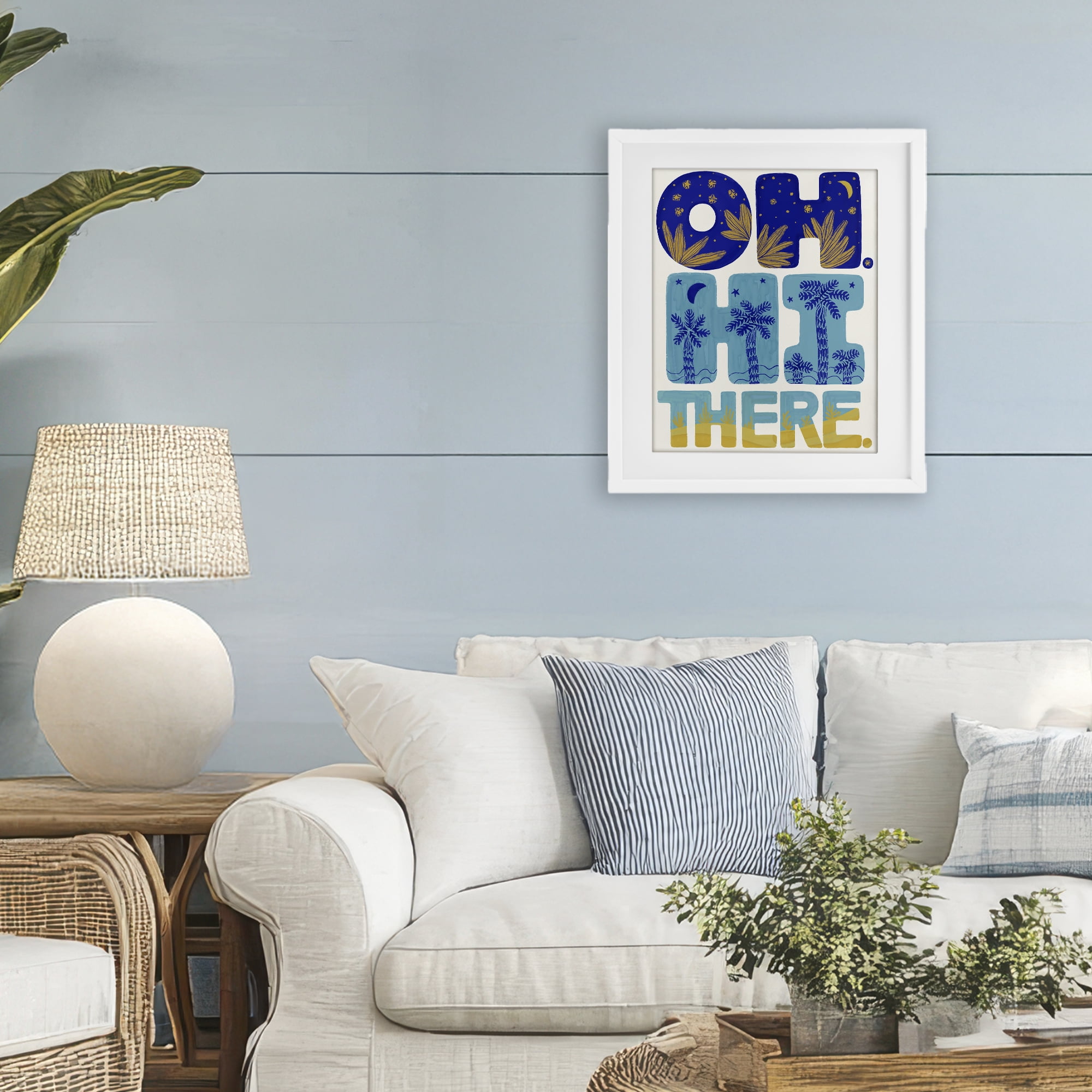 Stupell Industries Oh Hi There Tropical White Framed Print Under Glass, design by Connie Summers