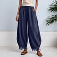 thumbnail image 2 of WERYOUNG Elegant Knit Lace Pants For Women With Elastic Waist And Curved Front Slits Wide Leg Trousers Palazzo Pants For Women Versatile Bottom S, 2 of 6