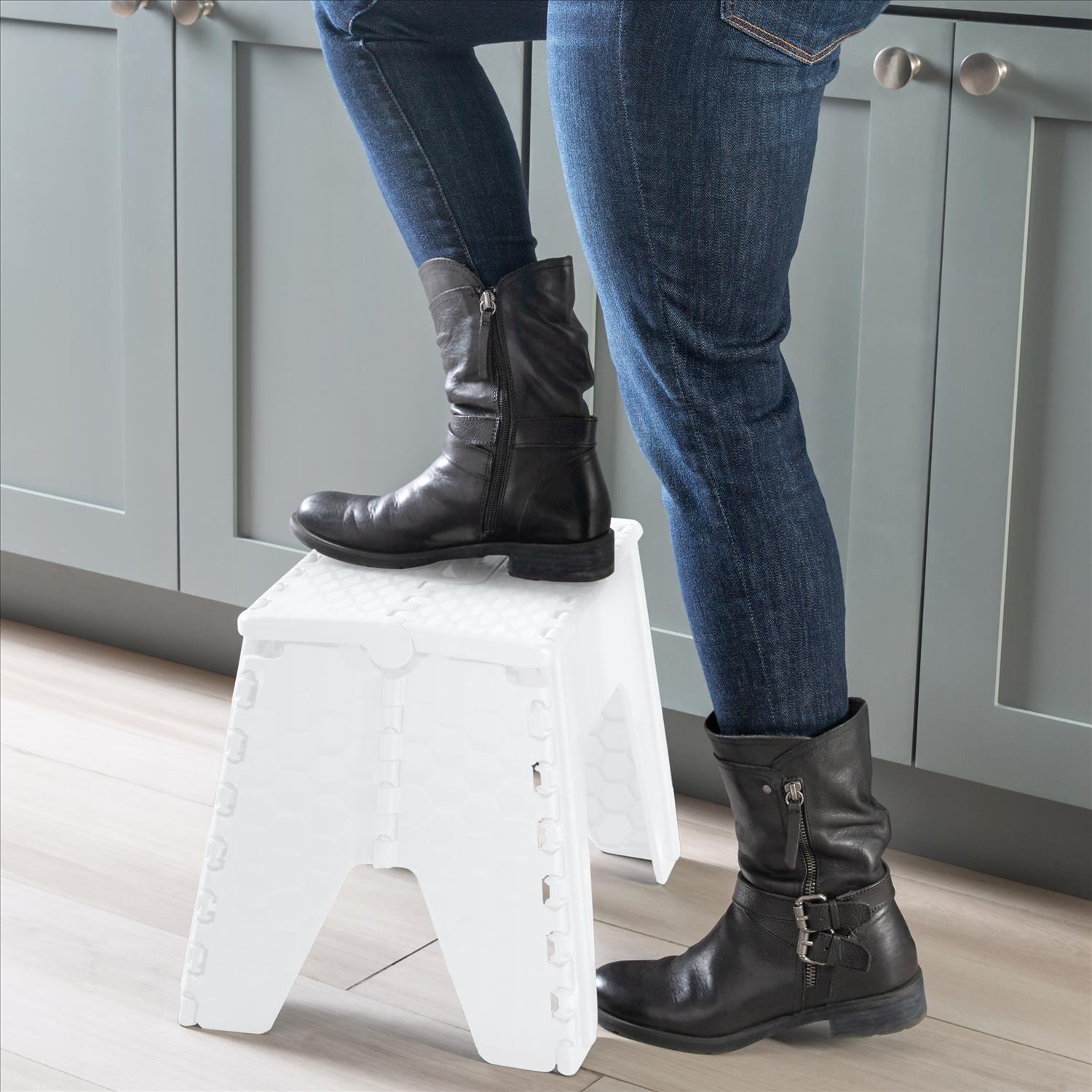 Simplify 2 Pack 12" Plastic Folding 1 Step Stool in White