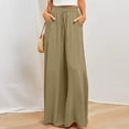 thumbnail image 4 of FJUCHAI Women's Solid Wide Leg Pants Summer Elastic Waistband Flowy Trousers High Waist Long Skirt Pants S-2XL, 4 of 8