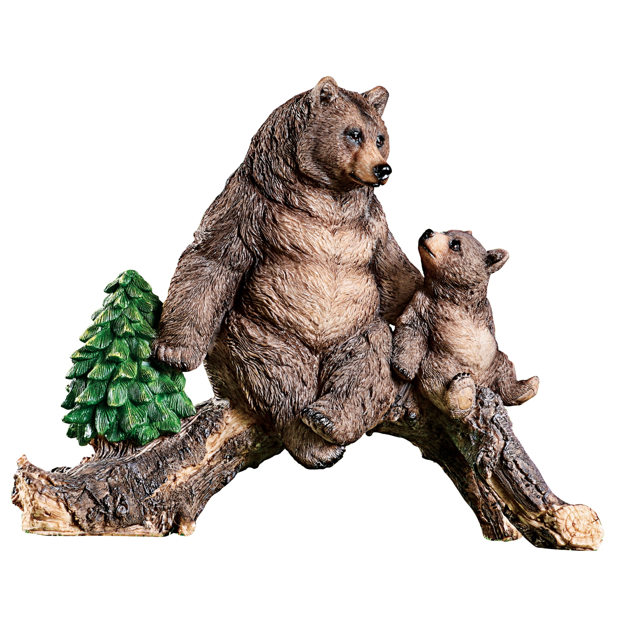 Handpainted Bears Sitting on Branch Lawn Ornament Resin Garden