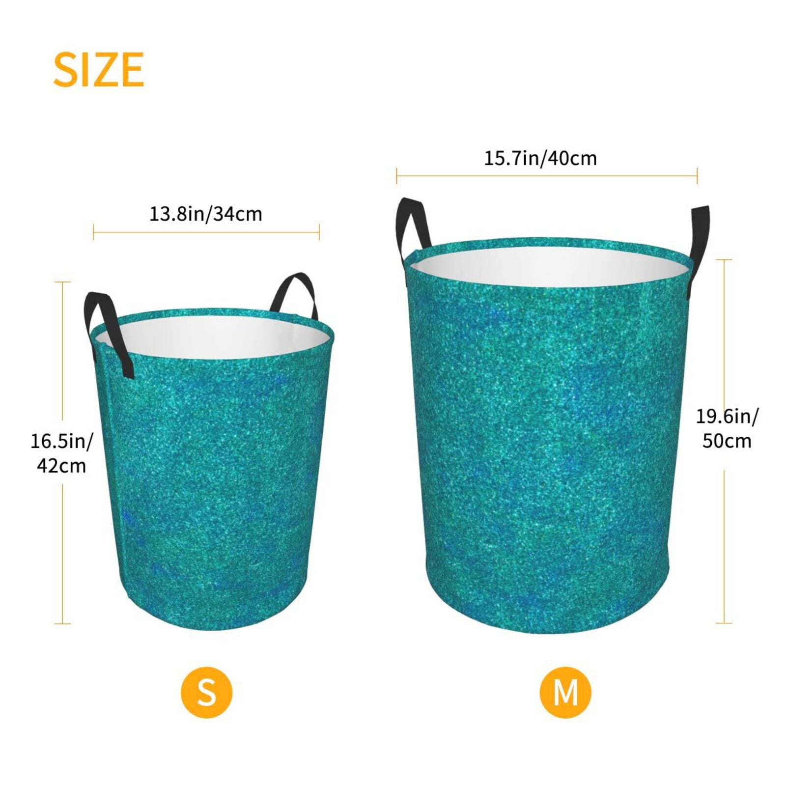Xecao Blue Green Glitter Print Laundry Hamper Basket,designed for Blanket Storage and Nursery Clothes in the Bedroom