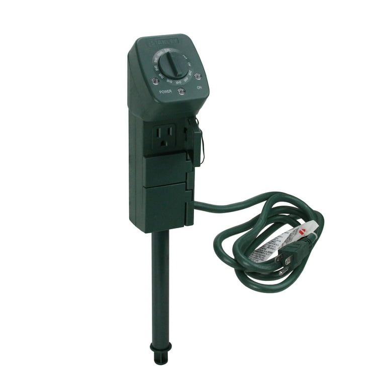 Stanley Outdoor 3-Outlet Plug Bank Photocell Countdown Ground Stake Timer 