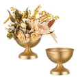 thumbnail image 1 of Set de 2 jarrones Sziqiqi de metal dorado de 15 cm de altura, estilo vintage, 1 of 9