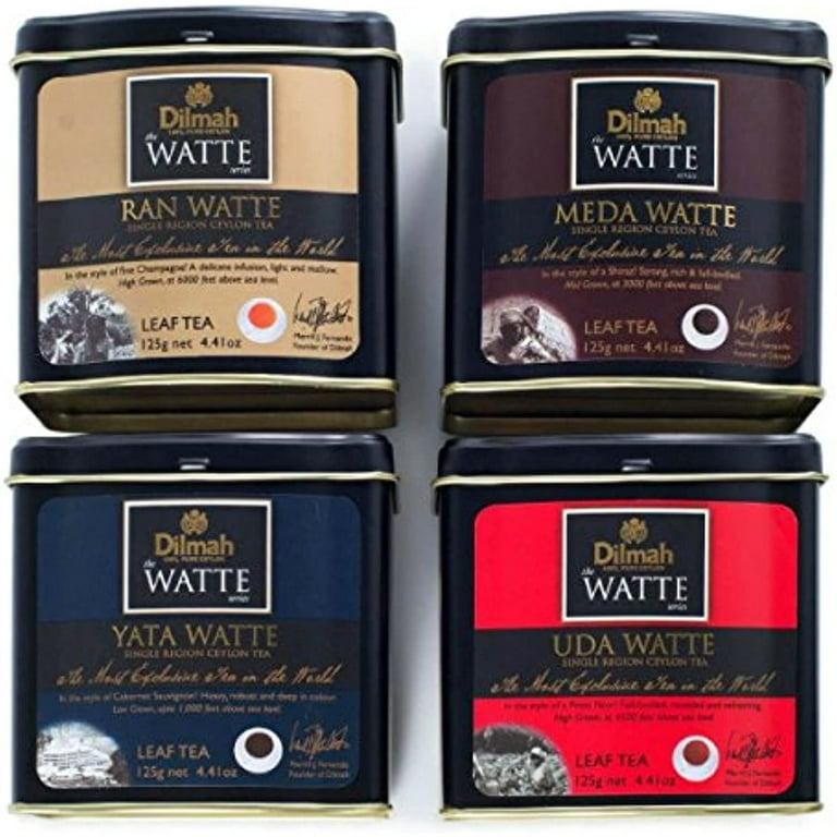 Dilmah Tea Watte Series Uda Watte, Meda Watte, Ran Watte, Yata Watte Loose  Leaf Tea In Tin Caddy 125G (4.41Oz) - Single Region Pure Ceylon Black Tea