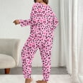 thumbnail image 4 of Lorytime Valentine Pjs Women Plus Size Valentines Heart Plus Size Crewneck Long Sleeve Top and Bottom Sleepwear Pink 5XL, 4 of 5