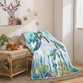 thumbnail image 5 of Turtle Blanket Sea Animal Starfish Throw Blanket Kids Blankets Throws Sea Turtle Gifts for Women Boys Girls Aqua Teal Blue Super Soft Cozy Flannel Throw Blanket for Couch Sofa Bed, 60X90IN, 5 of 5