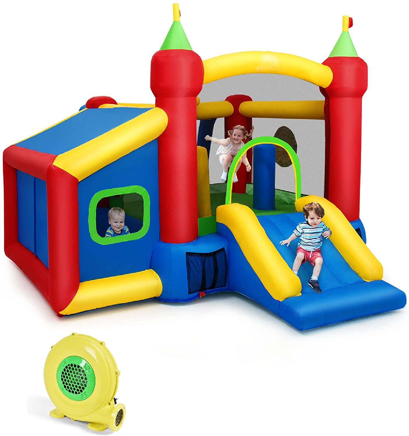 Costway  6-in-1 Inflatable Bounce House Blow up Castle Toddler Kids Indoor Outdoor with 480 Blower