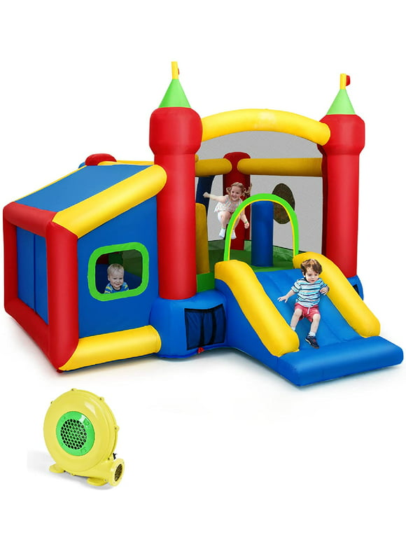 Costway  6-in-1 Inflatable Bounce House Blow up Castle Toddler Kids Indoor Outdoor with 480 Blower