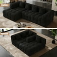 thumbnail image 6 of Wiilayok 120" Boneless-Couch L-Shaped Sofa for Living Room, Cloud Couch with Chaise Lounge, 2 - Piece Sectional Upholstered Chenille Deep Seat Couches with 4 Pillows, No Assembly Required, Black, 6 of 10
