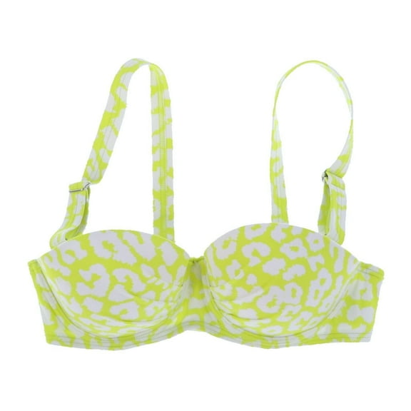Calvin Klein Womens Underwire Bikini Top Swimsuit Yellow Leopard Xs New