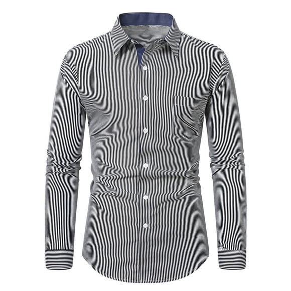 zfhfof Men's Striped Button Down Shirts Long Sleeve Dress Shirts Regular Fit Formal Bussiness Casual Work Shirt