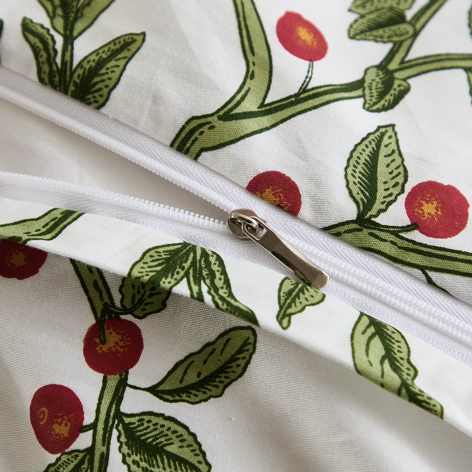 Duvet Cover - 100% Cotton Reversible Floral Duvet Cover Set with Zipper Closure, 3 Pieces Soft & Breathable Green Bedding Set for All Seasons