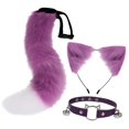 thumbnail image 2 of Conjunto de orejas y cola de gato, accesorios para el cabello de cosplay, tocado, accesorios para disfraz de gato Púrpura blanco, 2 of 9