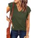 thumbnail image 1 of Blusa de verano Ticfox para mujer cuello en V Manga casquillo fluida Color puro OD verde XL, 1 of 4