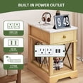 thumbnail image 3 of Uforic End Table with Charging Station for Living Room, Nightstand Side Table with Drawer, Natural, 3 of 9