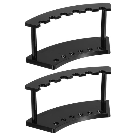 Soporte para bolígrafos de plástico de 2 piezas, soporte de exhibición de bolígrafos acrílicos de 6 ranuras, organizador vertical de brochas de maquillaje negro