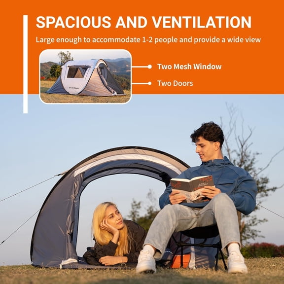 Pop Up Camping Tent, 2/4/6 Person, Easy Setup Tent, Water Resistant Dome, Portable with Carry Bag