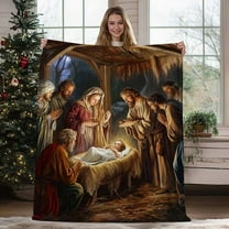Wadada Christmas Jesus Throw Blanket Christian Gifts for Women 39 x 27 Christmas Flannel Blanket Religious Warm Throw Blanket Printed Cozy Throws for Winter Bedding Couch Gifts for Women (Jesus)