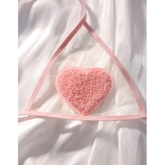 Pink Lingerie Set Heart Embroidered