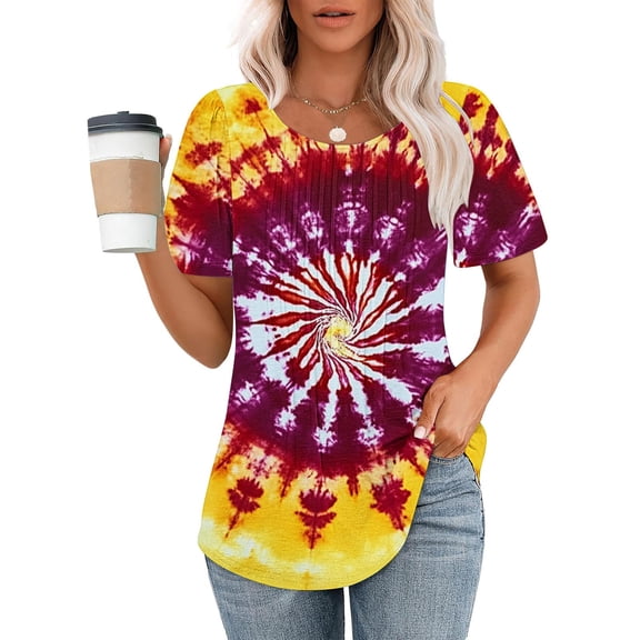 ATENAR T Shirts for Women Solid Shirts Crew Neck Short Sleeve Tops Multicolor XL