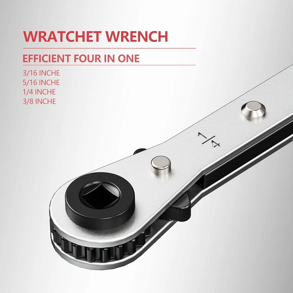 CIRCLE- Hvac Service Wrench Refrigeration Ratcheting Wrench 3/8 1/4 5/16 3/16 Ac W Tool
