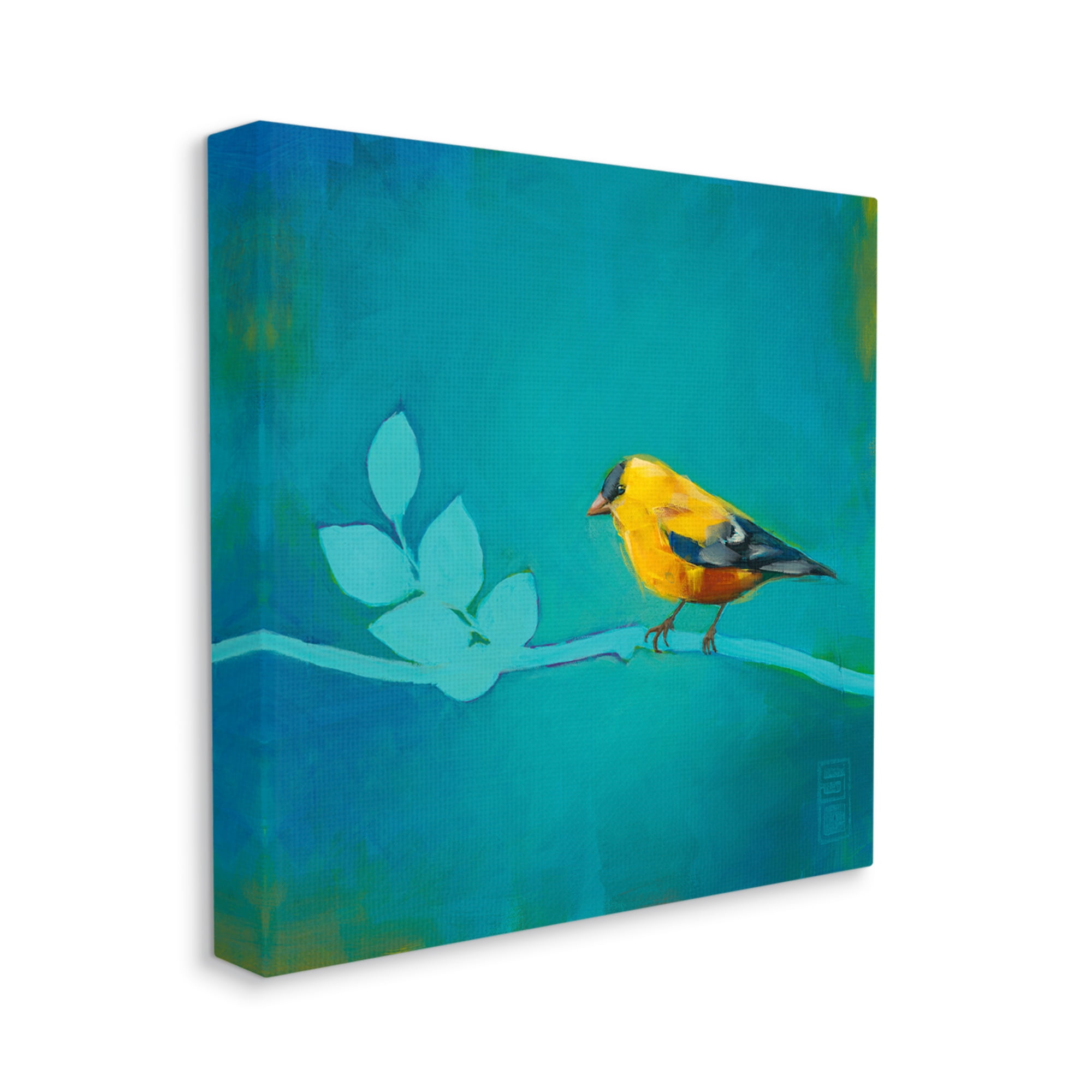Stupell Industries Canary with Abstract Branch Animals & Insects Painting Gallery Wrapped Canvas Print Wall Art, 30 x 30