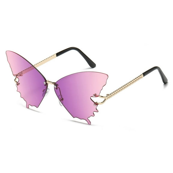 Lilgiuy Women's Butterfly Sunglasses Summer Fashion Oversize Rimless Hawaiian Sun Protection Glasses Glam Gifts for Her