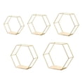 thumbnail image 2 of kowaku 5 Pieces Hexagon Iron Wall Mount Shelves Storage Rack Home Office Geometric Shelf for Photo Artworks Picture Display Golden, 2 of 9