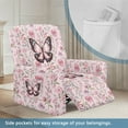 thumbnail image 3 of HELLHERO Butterfly Flower Print Sofa Slipcovers for Recliner Couch Skin Friendly Soft Lazyboy Recliner Chair Cover with Handle Opening Single-Seater, Pink, 3 of 8