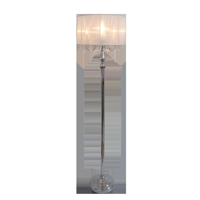 Trendy Sheer Shade Floor Lamp With Hanging Crystals White