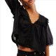thumbnail image 2 of Camisa Peplum Transparente Y2K para Mujer, Blusa Babydoll de Corta con Botones y Ribete de Encaje y Volantes. Negro XL, 2 of 9