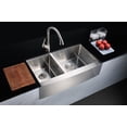 thumbnail image 3 of Elysian Farmhouse 36" 40/60 Dual Basin Handmade Stainless Steel Kitchen Sink, 3 of 17