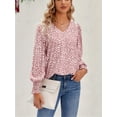 thumbnail image 4 of Women's V Neck Long Sleeve Shirt Tops Casual Office Work T-Shirt Blouse, 4 of 7
