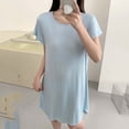 thumbnail image 5 of BUIGTTKLOP Nightgowns for Women Short Sleeve Nightdress Round Neck Sleepshirts Loose Fitted Pajamas Dresses, 5 of 6