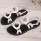 thumbnail image 4 of Cinturón de Cuero de Patente Negro Estilo de las Mujeres Hueco Fuera Sandalias Planas, Sandalias de Playa Negras para las Mujeres de Verano de Tamaño Grande, 4 of 9