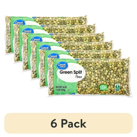(6 pack) Great Value Green Split Peas 1 lb