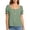 *Green, variant on VBVC Women's Square Neck Puff Short Sleeve Blouse , Ladies' Button Front Ruffle Cuff Casual Top , Summer Loose Fit Daily Tops For Women,Black,S-2XL